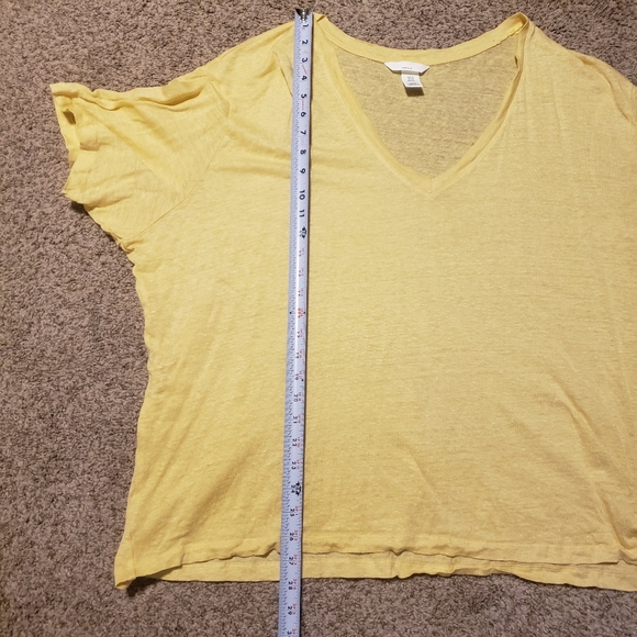 H&M Yellow V-neck Linen Top Shirt Size Short Sleave T Shirt XXL - Picture 5 of 8